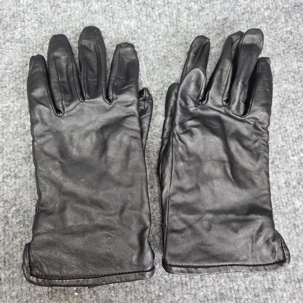 Wilson's Leather Vintage Women's Black Soft Leather Gloves Size Large Fuzzy Line